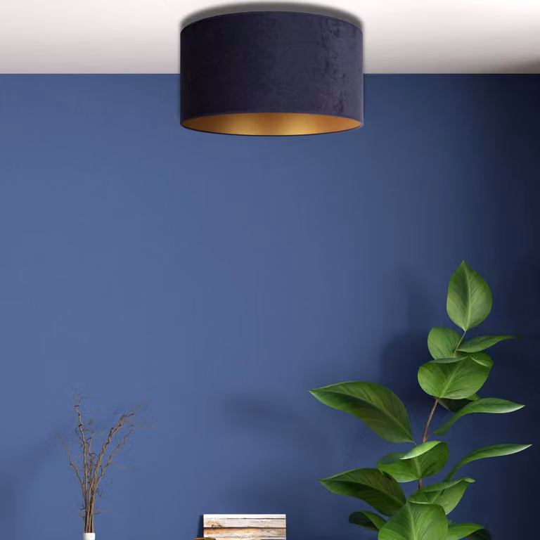 Plafoniera soffitto Golden Roller Duolla, dimmerabile, Blu, Soggiorno / Sala da pranzo, Tessuto / Stoffa / Seta, Plafoniera