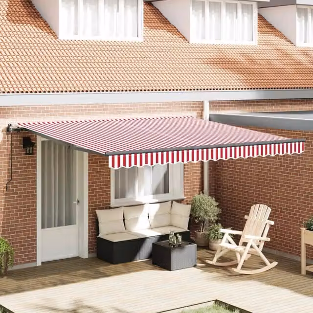 Tenda retrattile Rosso e Bianco 400 × 350 cm 3330757