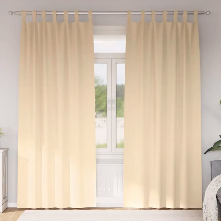 Set di 2 tende blackout vidaXL con anelli in poliestere, colore beige, H 260 x L 140 cm