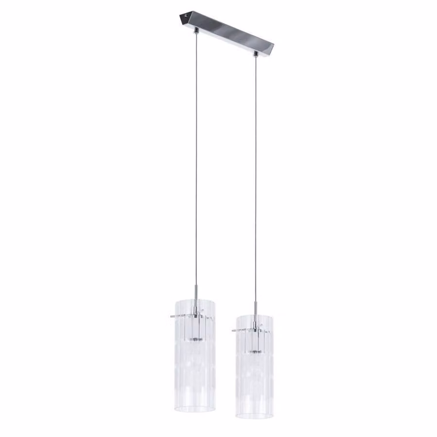 Lampada a sospensione Max cromata 2xE27x60W in vetro, dimensioni: 120x32x10 cm, IP20, Italux