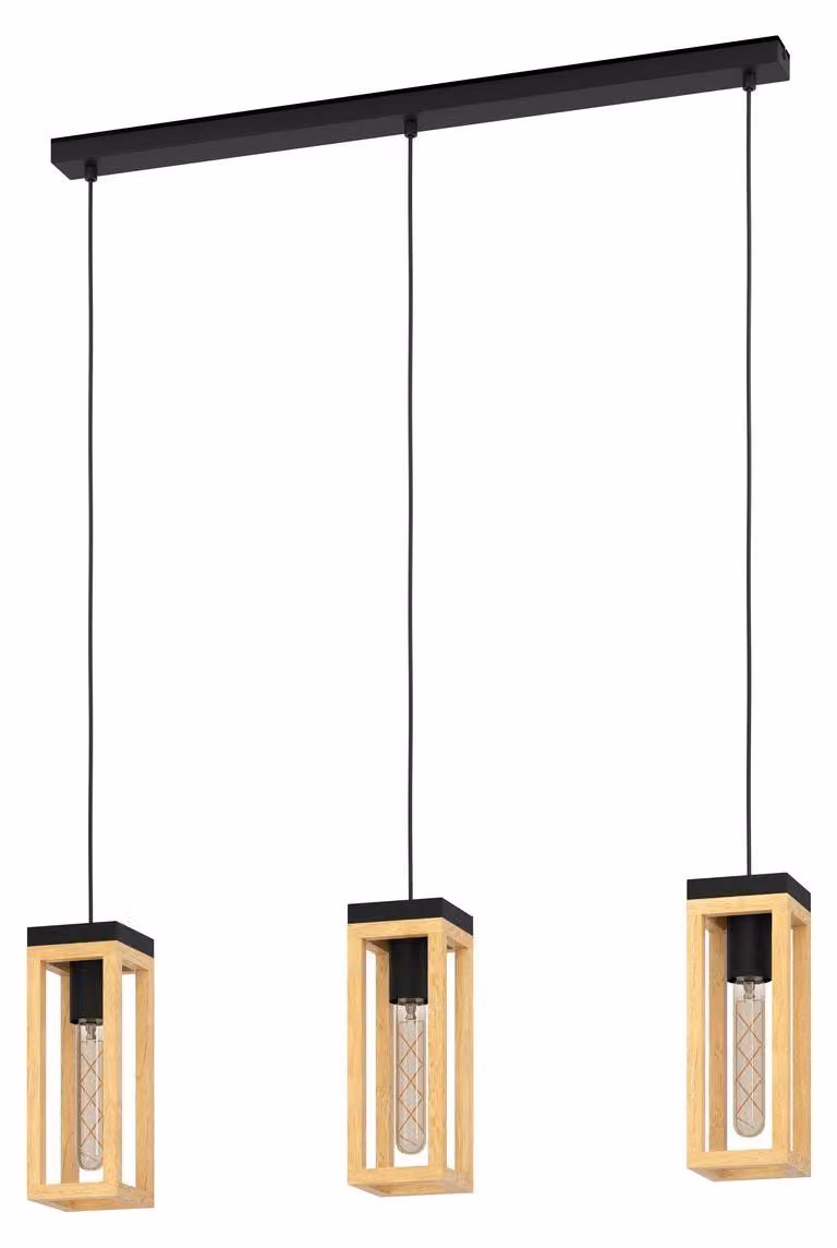 Eglo 43744 NAFFERTON E27 tripla lampada a sospensione 800x100mm nero marrone