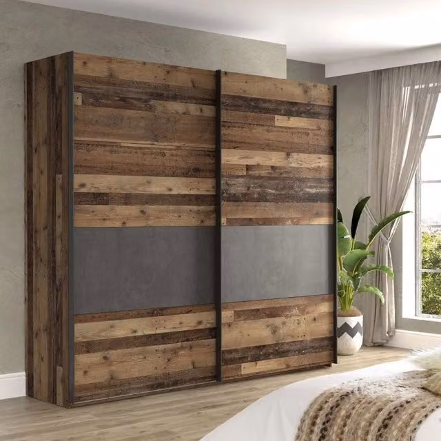 Armadio Zeno con 2 ante scorrevoli in finitura quercia e grigio cemento L: 120 cm, P: 42 cm, H: 190.5 cm – 1