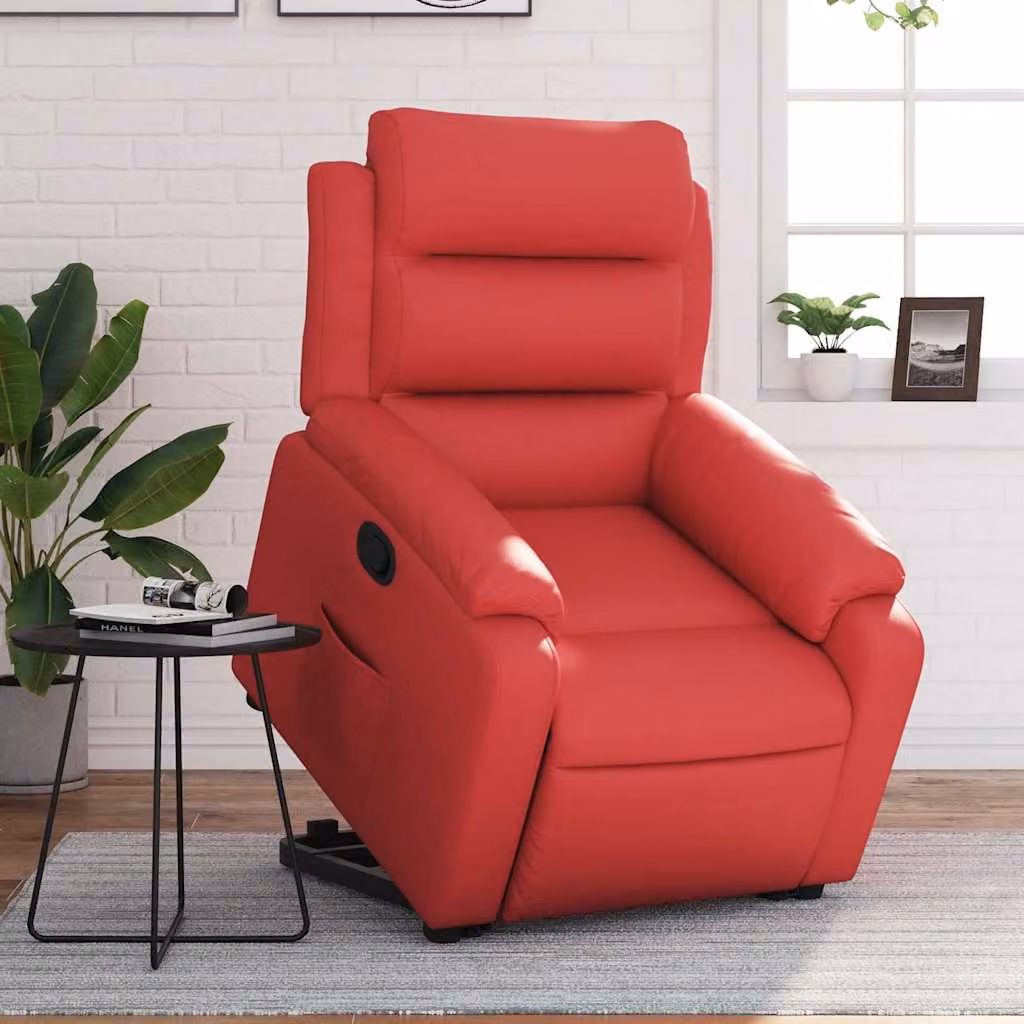 Poltrona Alzapersona Reclinabile vidaXL con Assistenza Elettrica in Similpelle Rossa – 1