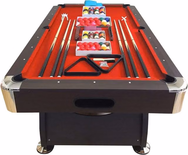 Tavolo da biliardo Simbashopping completo di accessori colore rosso e marrone L: 240 cm, P: 137 cm, H: 80 cm