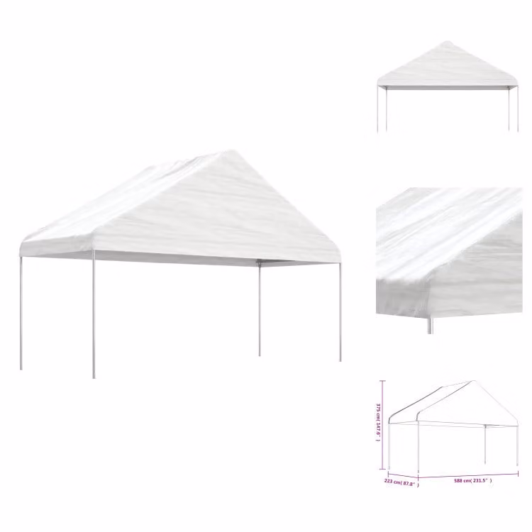 vidaXL Padiglione con tetto bianco 5,88x2,23x3,75 m in polietilene - Padiglioni e tende per feste