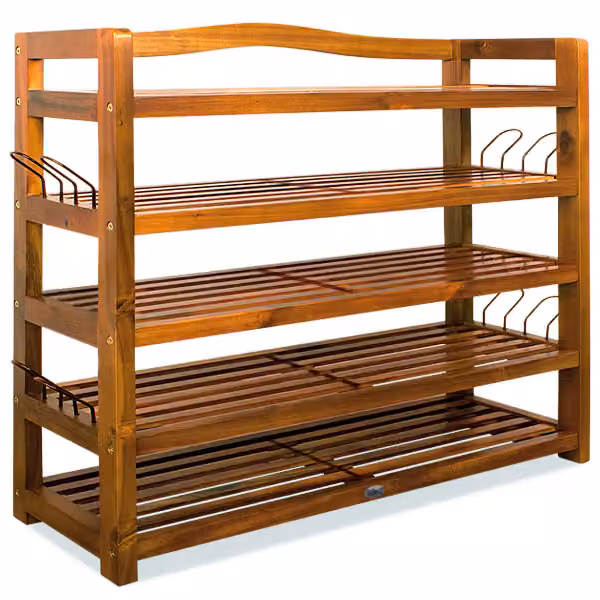 Set da 2 scarpiere Casaria in legno di acacia marrone stile rustico L/P/H: 82 x 26 x 95 cm – 2