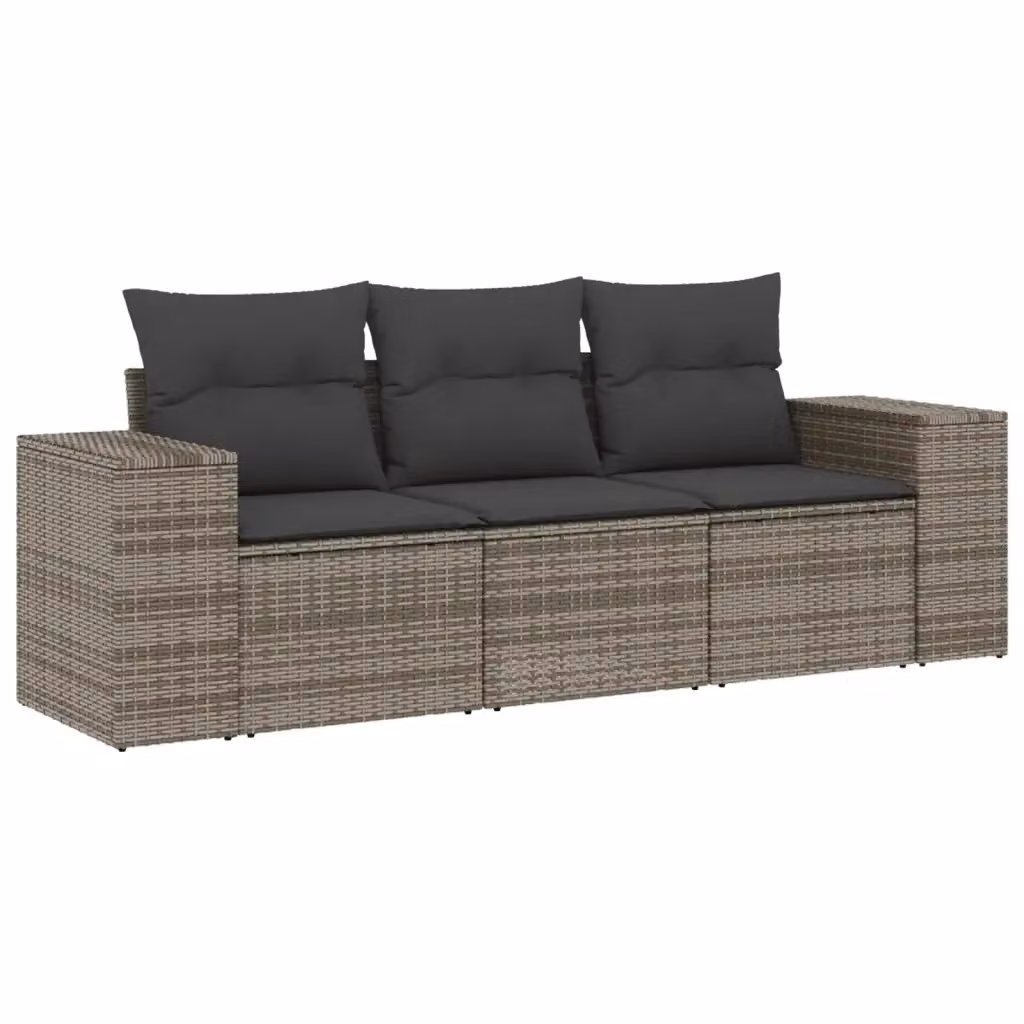 Set di divani da giardino vidaXL in polyrattan grigio con cuscini inclusi – 2