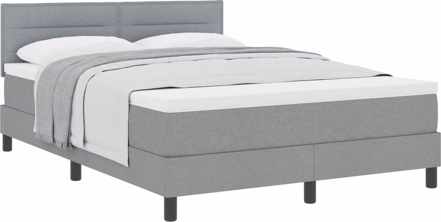 Letto a molle con testiera Grigio chiaro 140 x 200 cm Tessuto