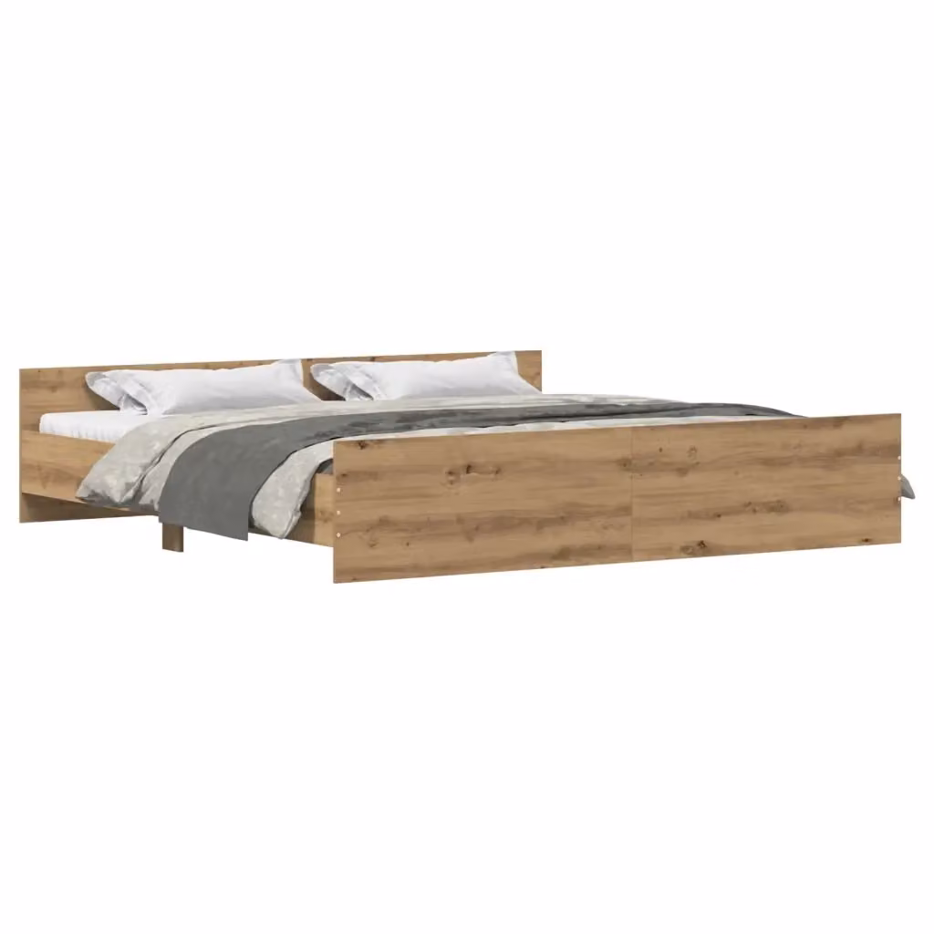 Struttura letto moderna vidaXL in legno color rovere marrone L/P/H: 203 x 203 x 50 cm – 2