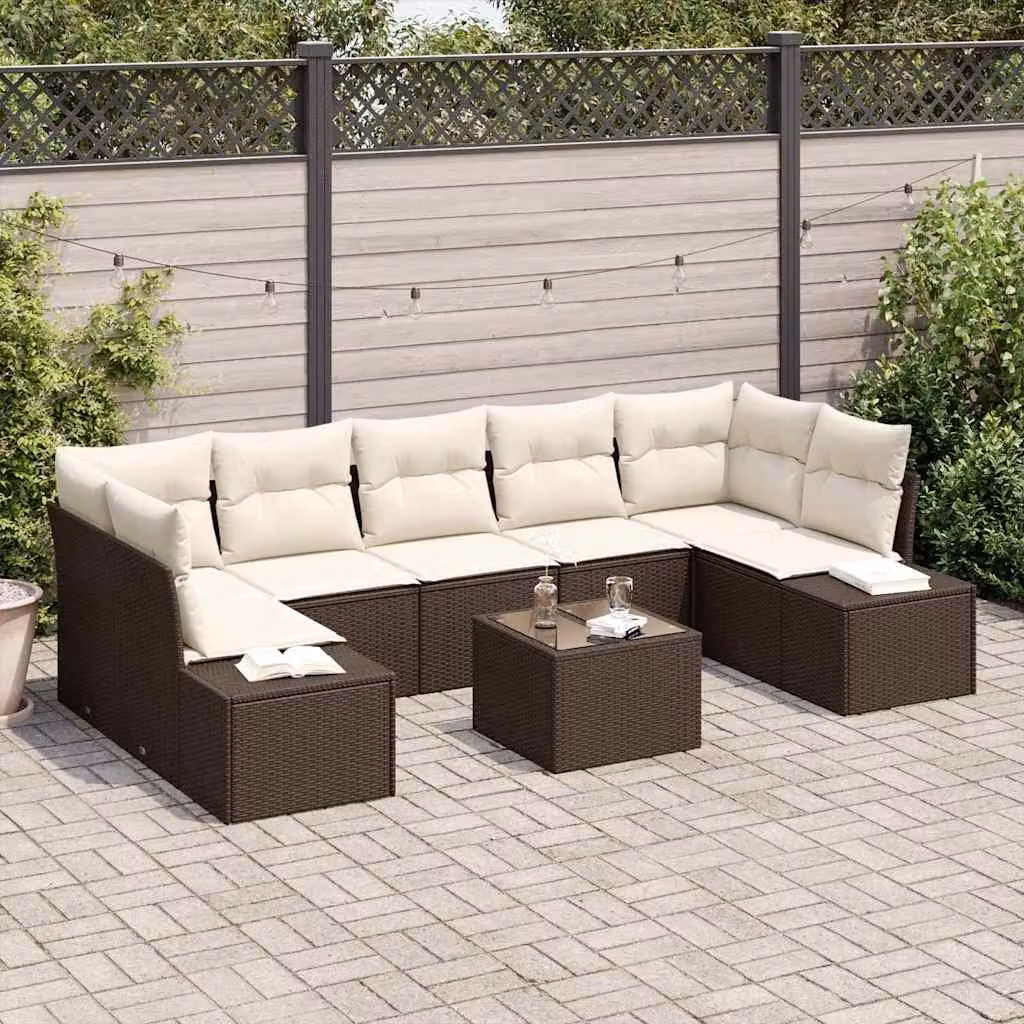 Maison Exclusive - Set di divani da esterno, 8 pezzi, color marrone [Materiale sintetico]: rattan sintetico