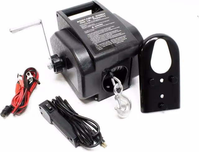 Verricello elettrico da 12V con capacità di trazione fino a 4990 kg colore nero Senza Marca