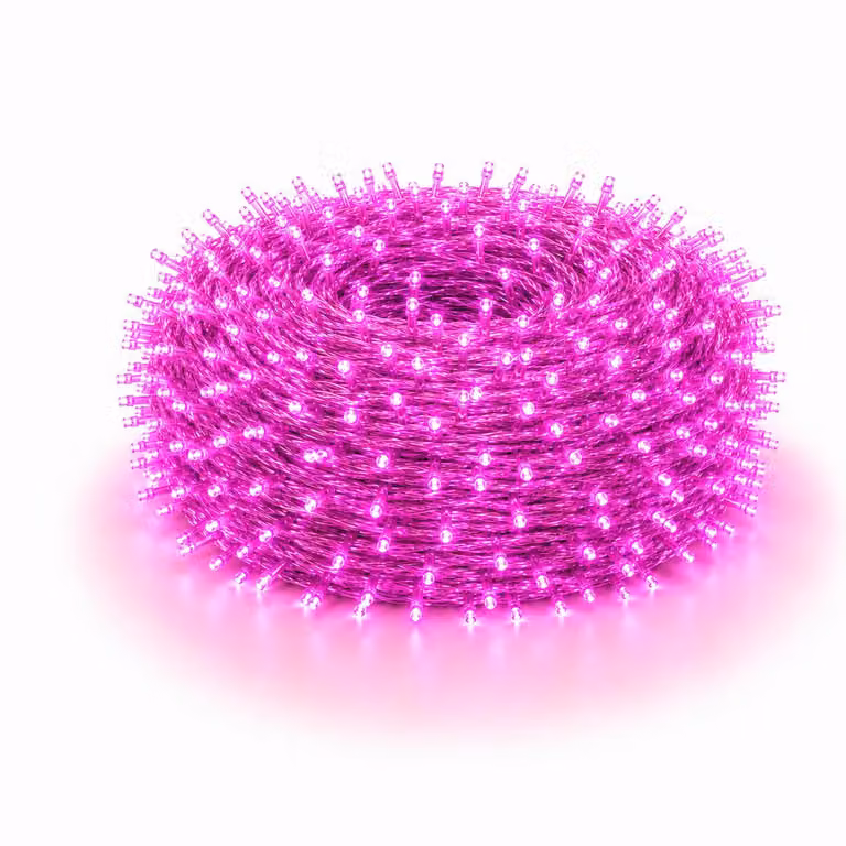 30M 300LEDs 8 Modes Fairy Lights Power LED Christmas Fairy Lights Cavo trasparente Camera Decorazione Luce Festa Giardino Albero di Natale Illuminazione, Rosa