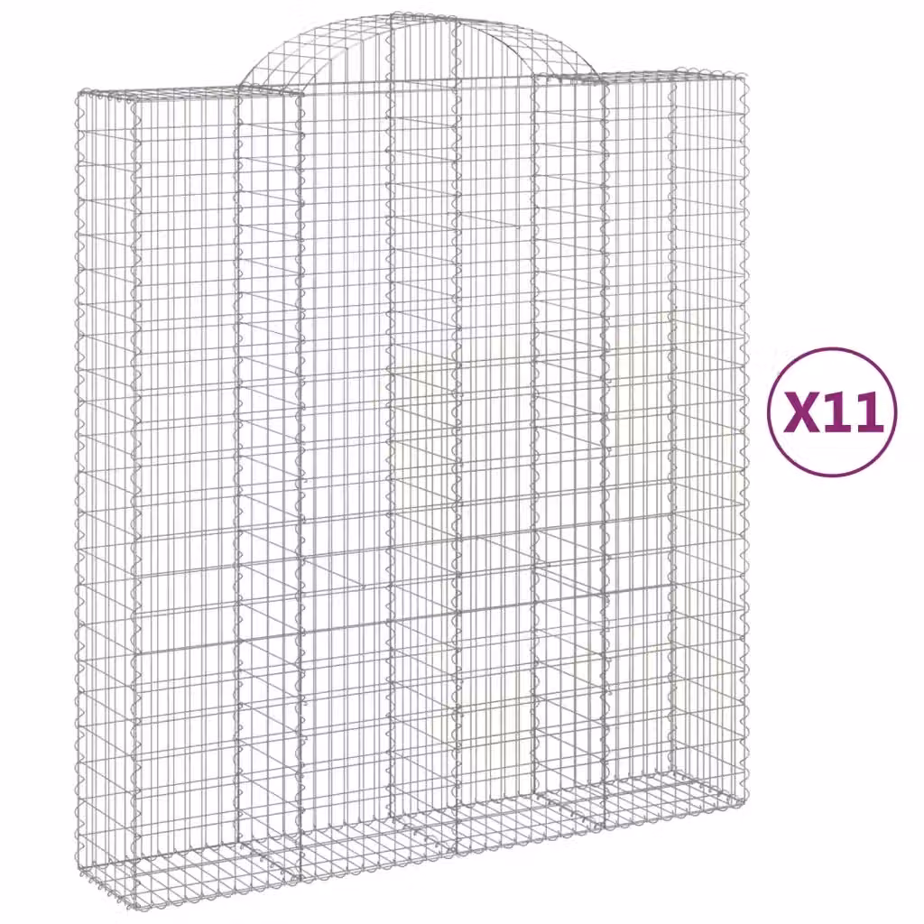 Set di 11 Cesti Gabbioni ad Arco Videx in Acciaio Zincato Argento L: 200 cm, P: 50 cm, H: 220/240 cm – 2