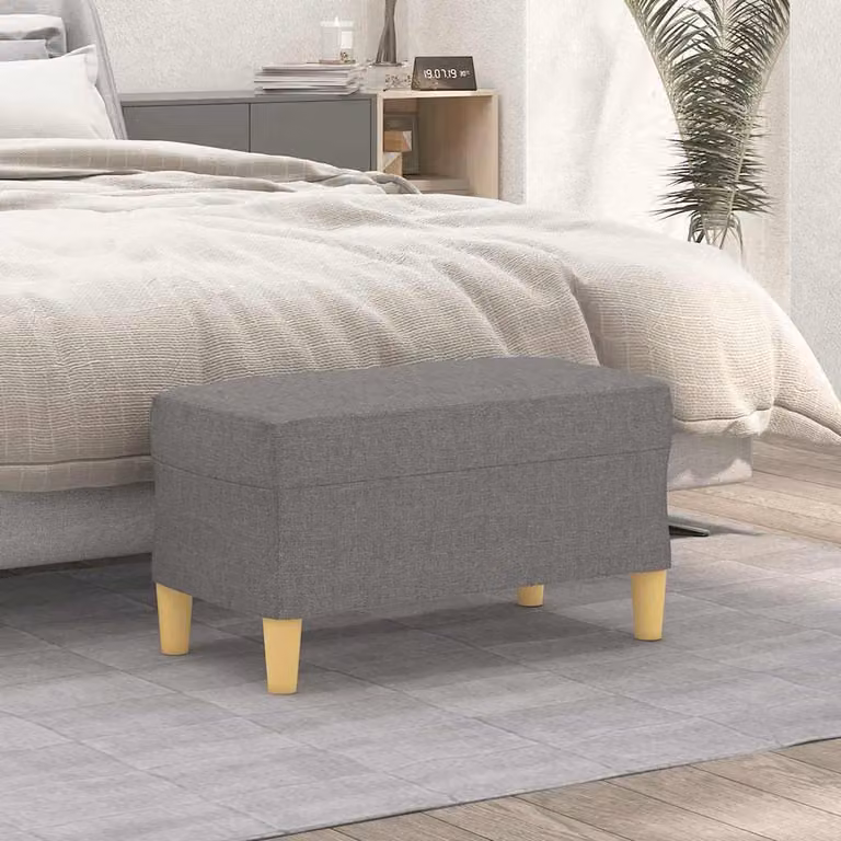 Panca moderna vidaXL in tessuto grigio con struttura in legno L: 70 cm, P: 35 cm, H: 41 cm