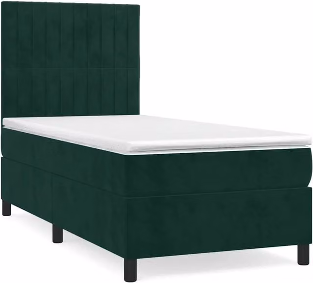 Letto singolo | Letto per adulti | Giroletto a Molle con Materasso Verde Scuro 80x200 cm Velluto