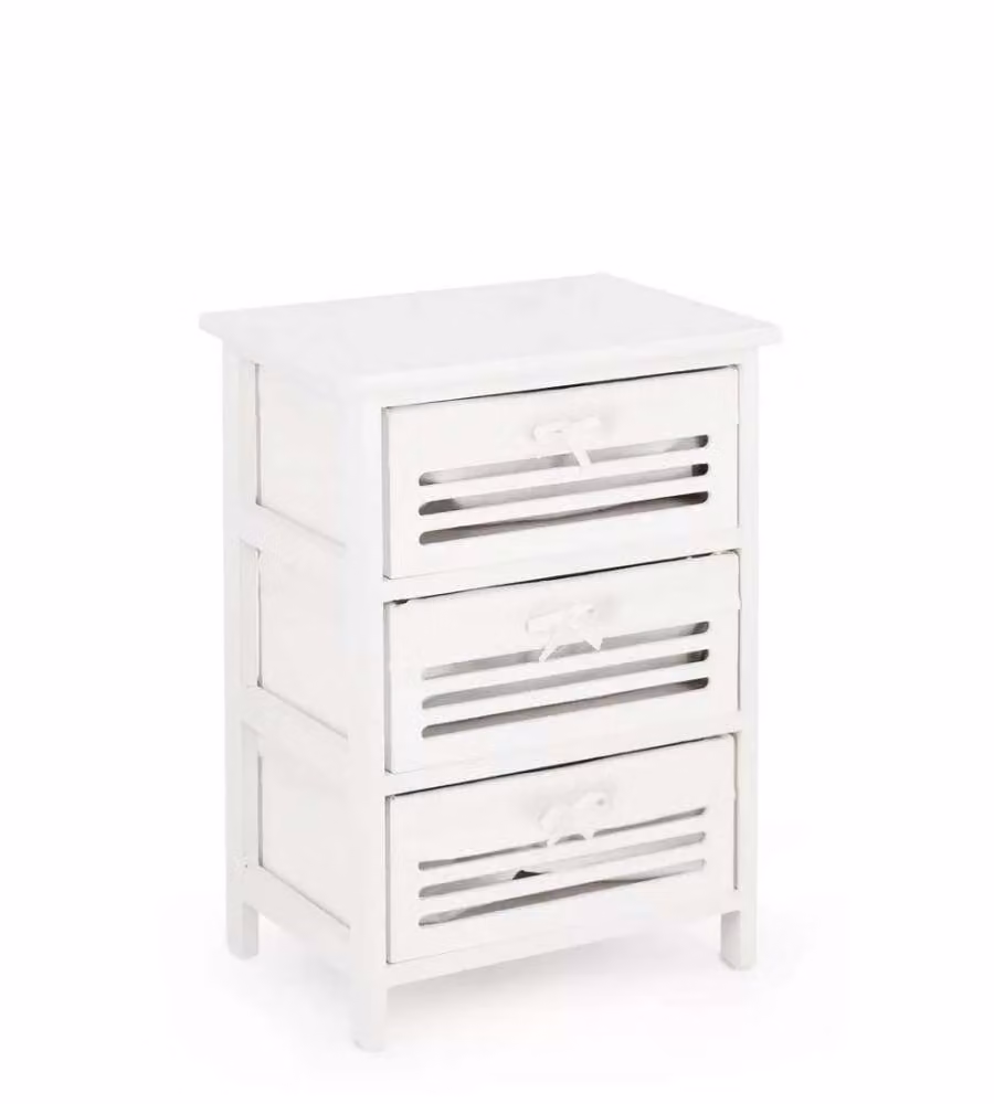 Bizzotto Cassettiera Leny 3 Cassetti Bianco 40x58 cm Shabby Chic Elegante
