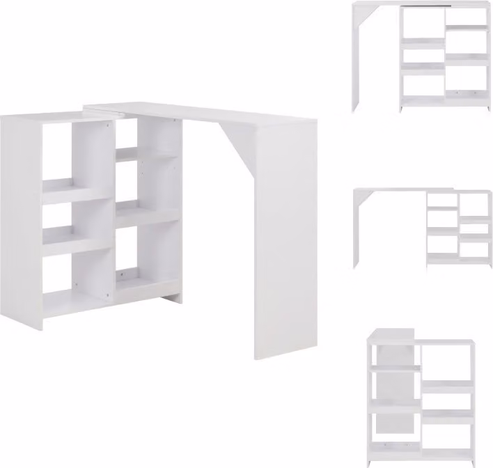 vidaXL Tavolo da bar con ripiano mobile bianco 138x39x110 cm - Tavoli da pranzo
