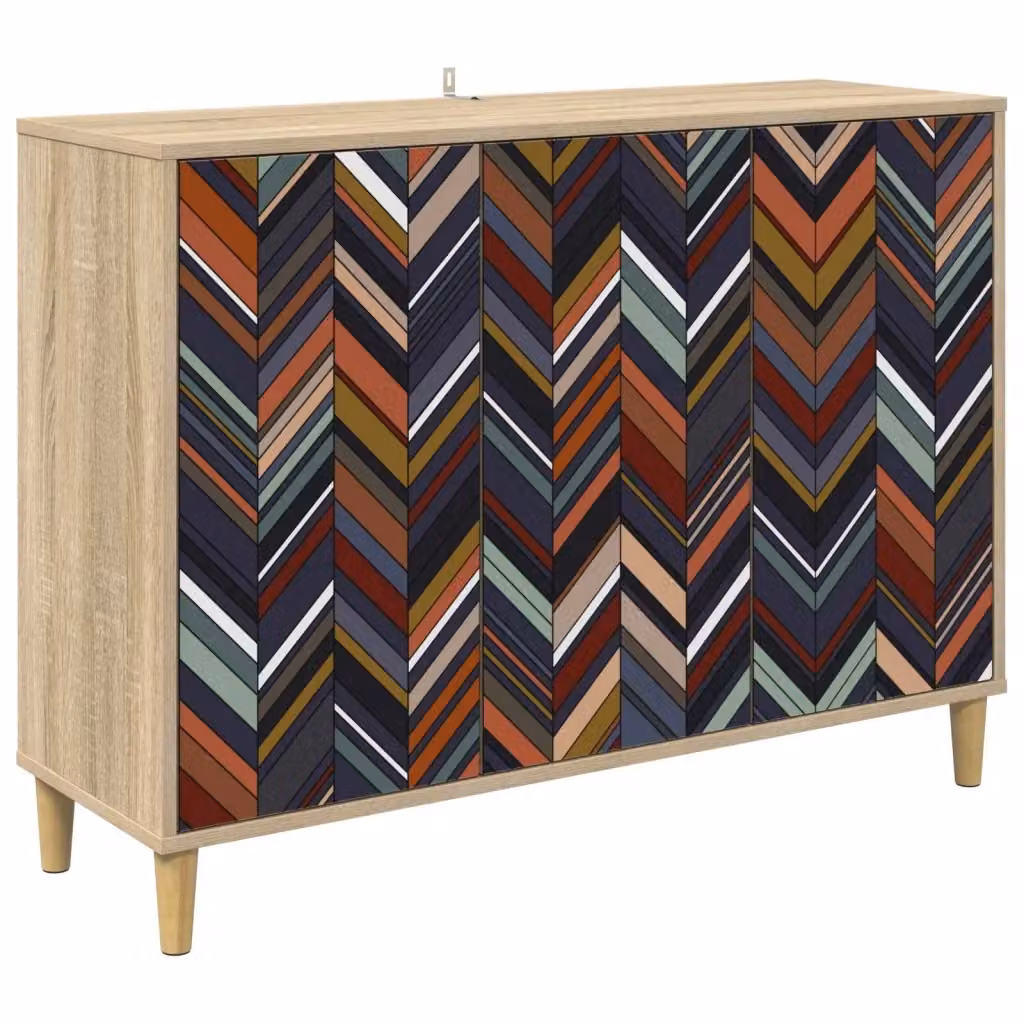 Credenza moderna vidaXL in legno MDF marrone e multicolore L: 102 cm, P: 33 cm, H: 75 cm – 2
