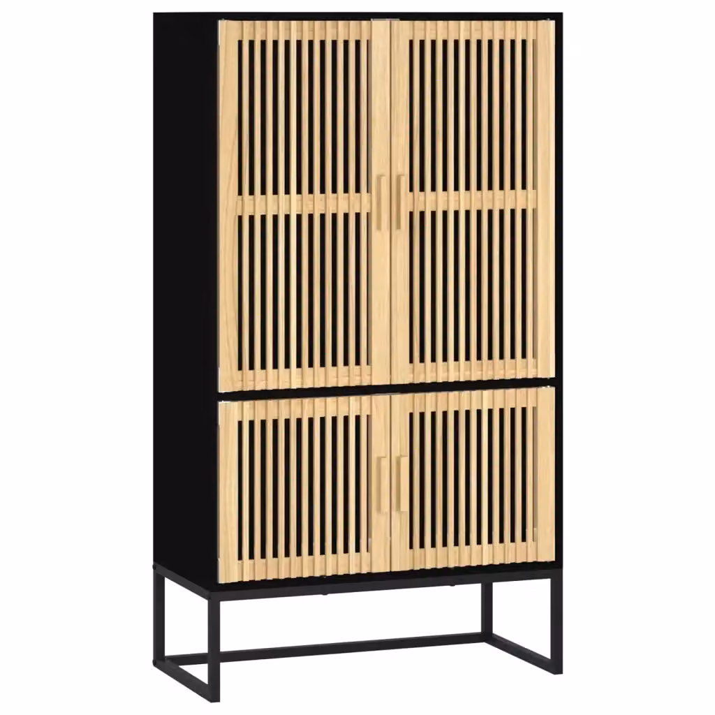 Credenza nera in legno e metallo stile scandinavo vidaXL L: 70 cm, P: 35 cm, H: 125 cm – 2