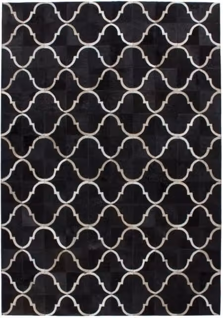 Tappeto Eclipse 300 in pelle cucito a mano nero 160x230 cm