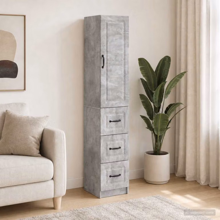 Set di 2 armadi moderni vidaXL in MDF e metallo grigio opaco con ante e ripiani, L/P/H: 33 x 34,5 x 87 cm
