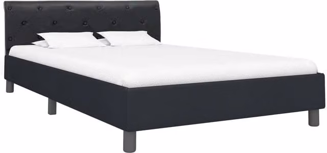 Letto matrimoniale | Letto per adulti | Giroletto Nero in Similpelle 140x200 cm