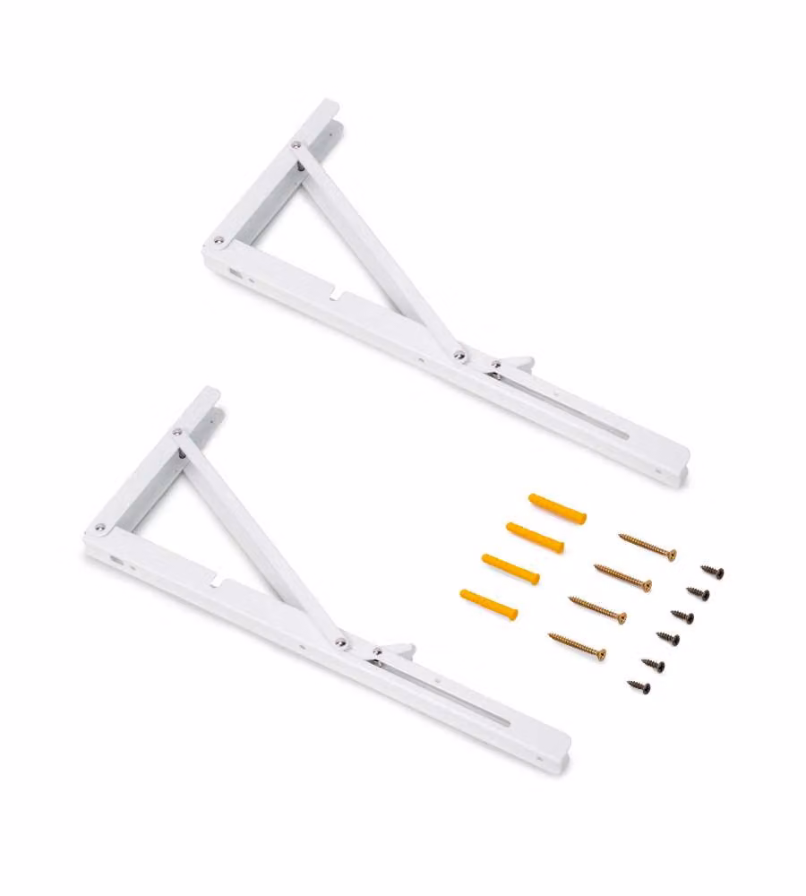 Emuca Set di supporti pieghevoli, lunghezza 403 mm, Acciaio, Verniciato bianco 1 SET