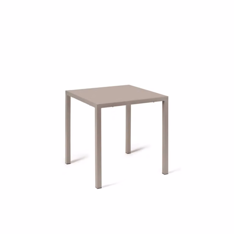 Tavolo MARSIGLIA in metallo tortora 70×70 cm, impilabile