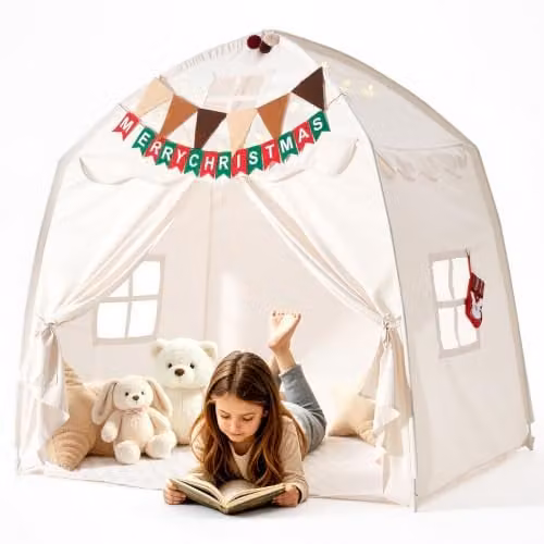 VEVOR Tenda da Gioco per Bambini con Struttura in Fibra di Vetro Beige