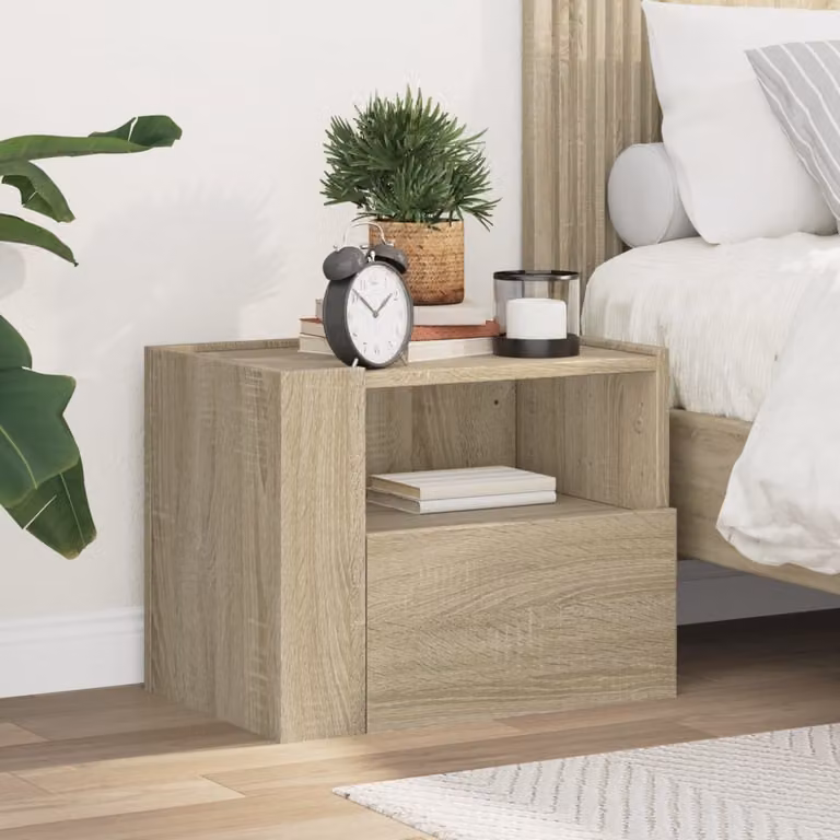 Comodino a muro vidaXL in legno Rovere Sonoma, L 45 cm x P 30 cm x H 35 cm