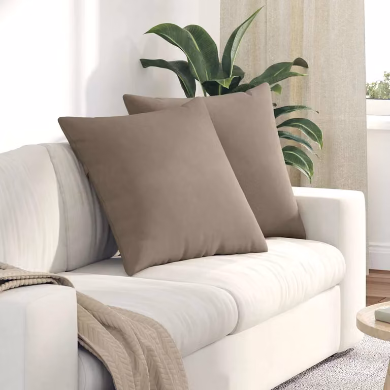 Set di 2 cuscini da divano quadrati vidaXL in tessuto di talpa con fodera rimovibile, L 80 x L 80 cm