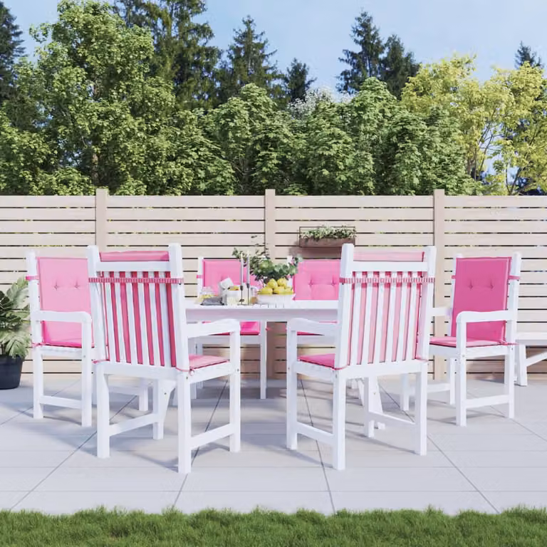 Set di 6 cuscini per sedia con schienale basso vidaXL in tessuto rosa, impermeabili e resistenti ai raggi UV