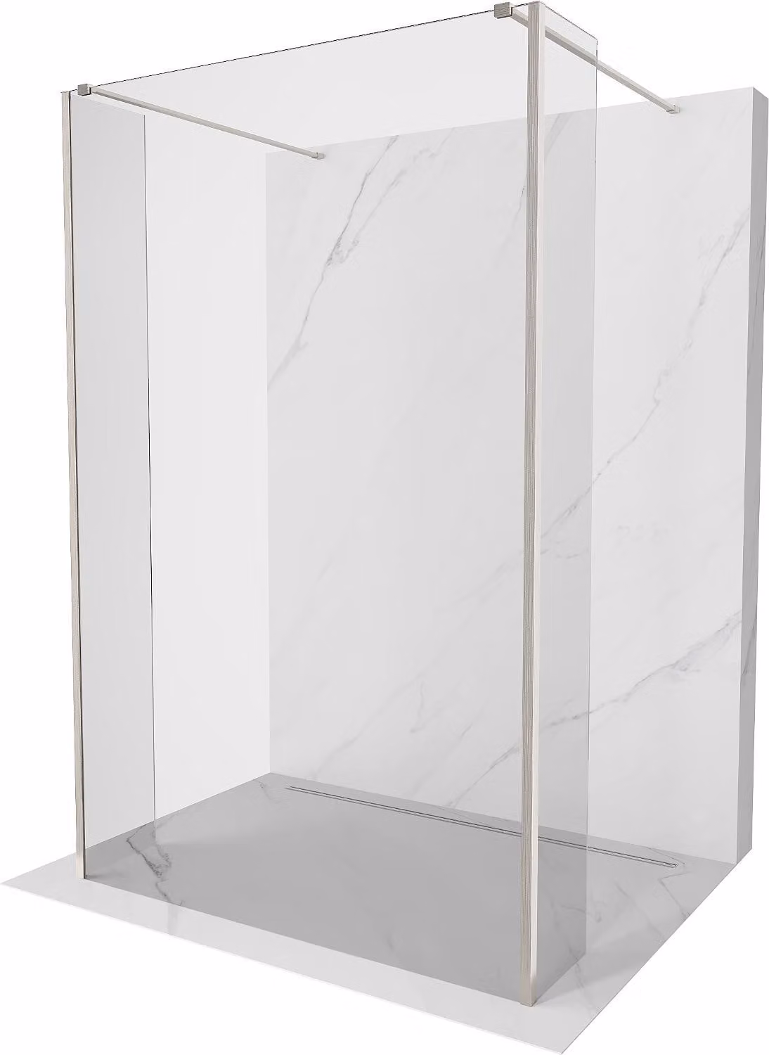 Mexen Kioto parete doccia autoportante 140 x 30 x 30 cm, trasparente, nichel spazzolato - 800-140-030-222-97-00-030