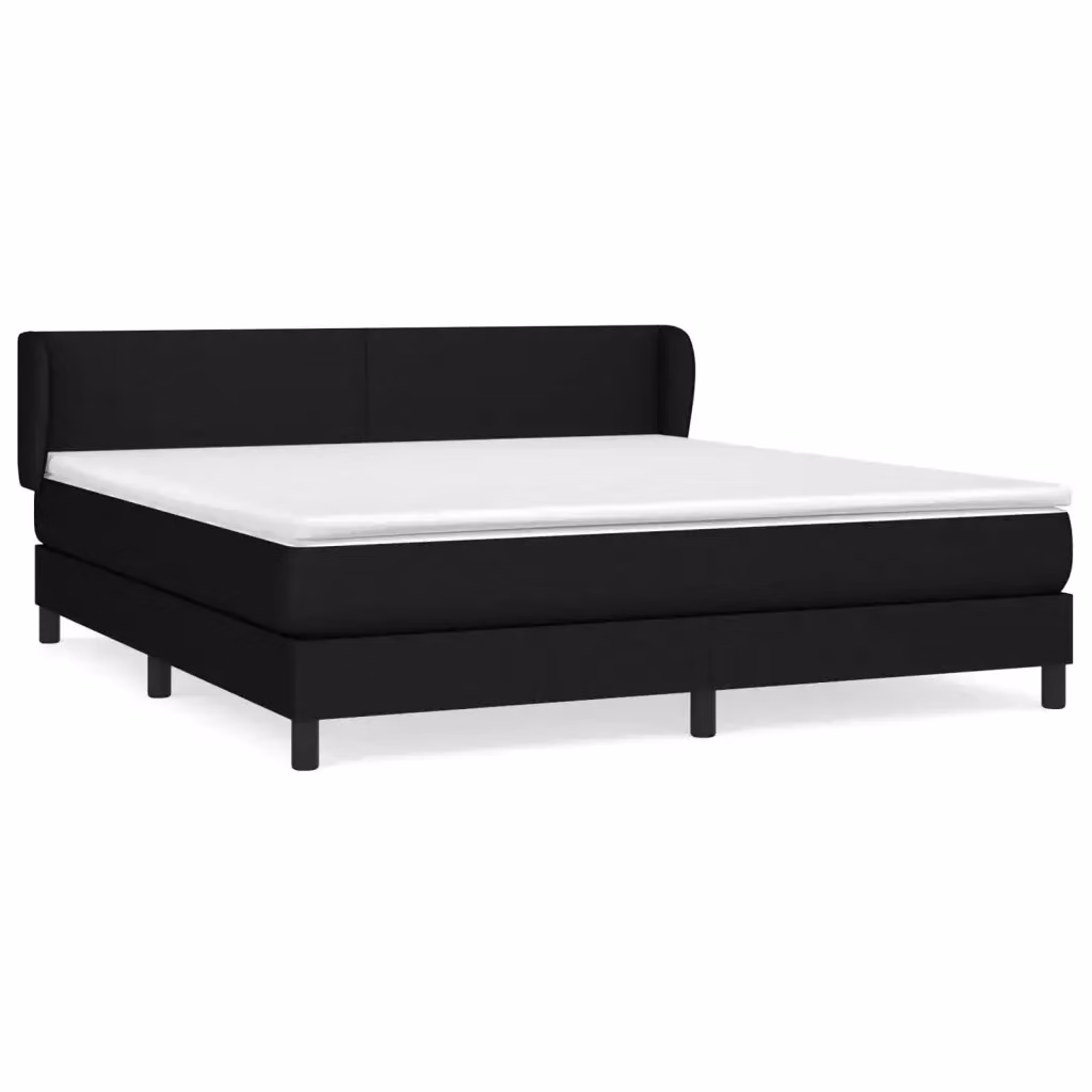 vidaXL Giroletto a Molle con Materasso Ibrido in Tessuto Nero e Bianco L/P/H: 160 x 200 x 88 cm – 2