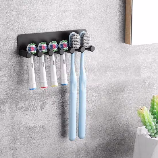 Pannello elettrico per la pulizia degli strumenti odontoiatrici con 6 supporti per testine, acciaio inossidabile, autoadesivo, nero