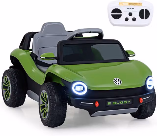 Macchina elettrica per bambini con telecomando 3 livelli di velocit¨¤, Auto cavalcabile con musica vano portaoggetti e ruote ammortizzanti Verde