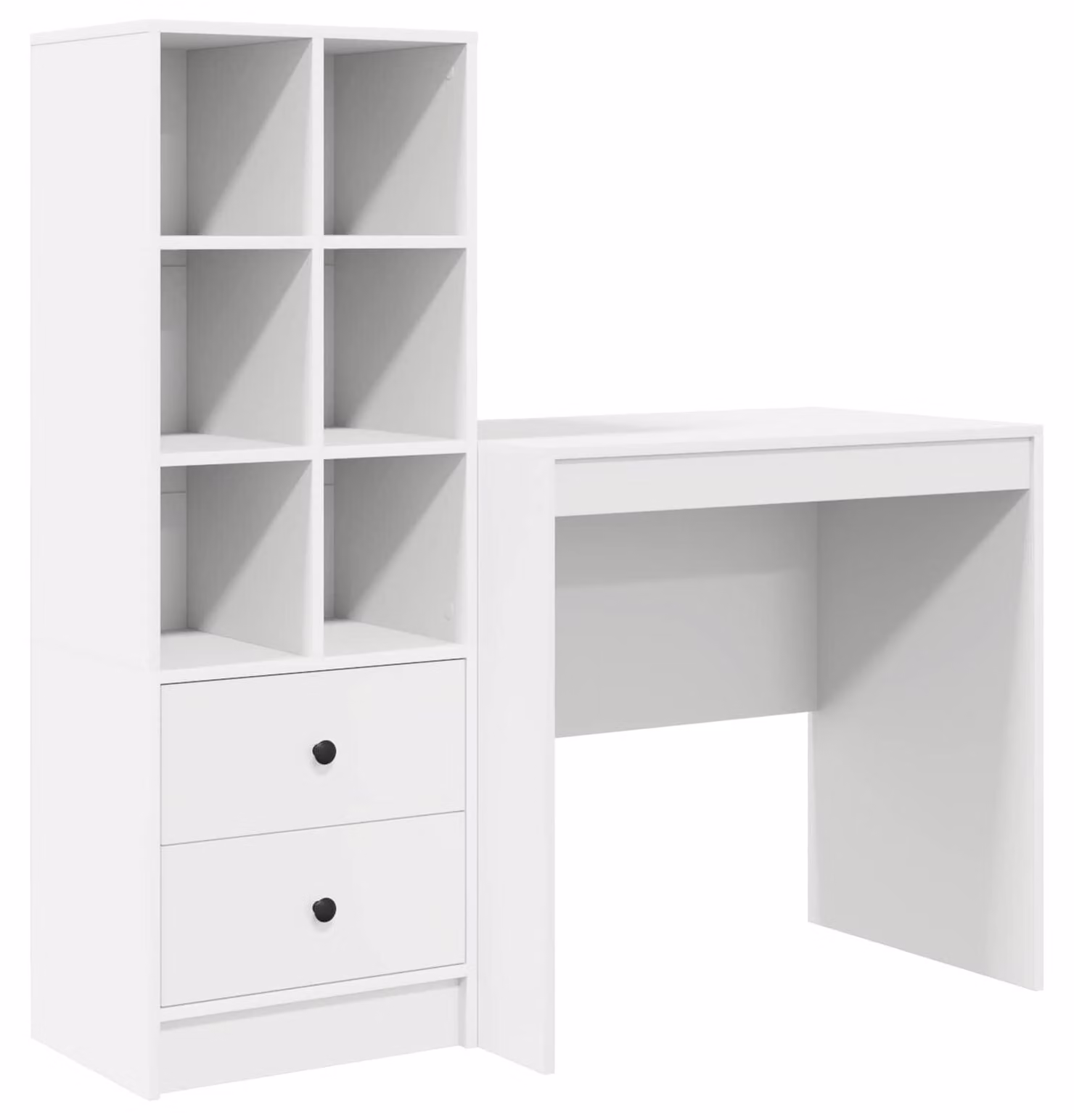 Scrivania con cassetto con lo scaffale 2 pcs Bianco