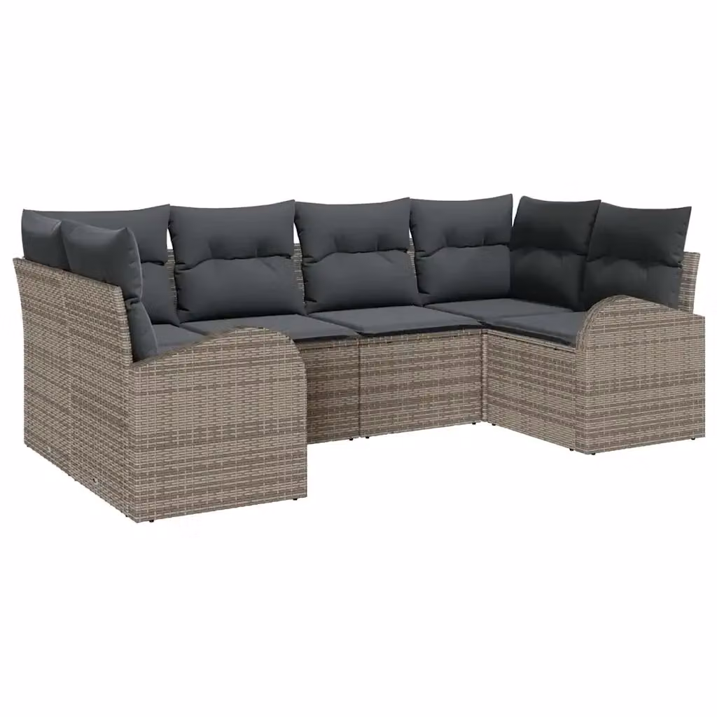 Set Divano da Giardino a L vidaXL in Polyrattan Grigio con Cuscini e Struttura in Metallo – 2