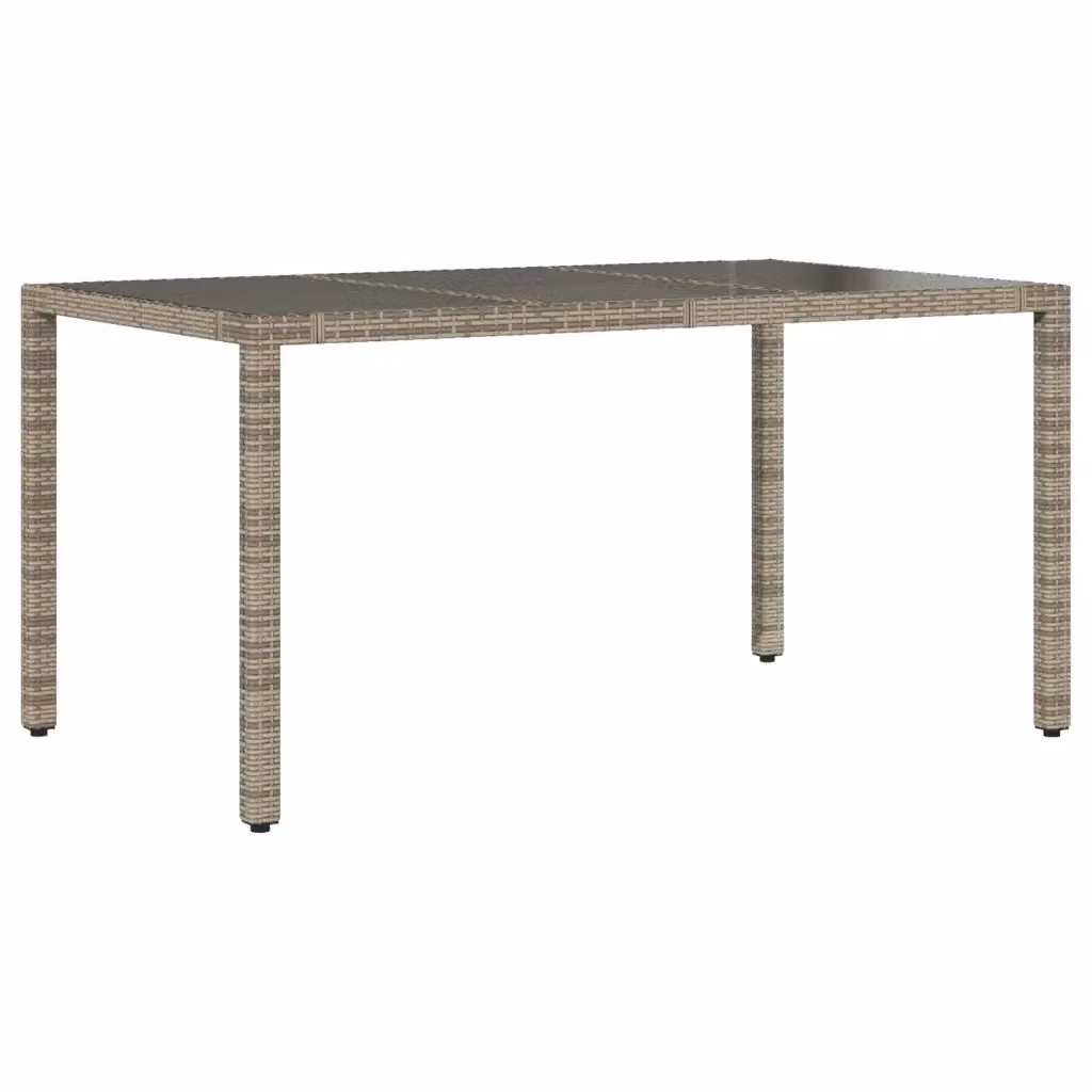 Tavolo da giardino rettangolare vidaXL in polyrattan grigio con piano in vetro L: 150 cm, P: 90 cm, H: 75 cm – 2