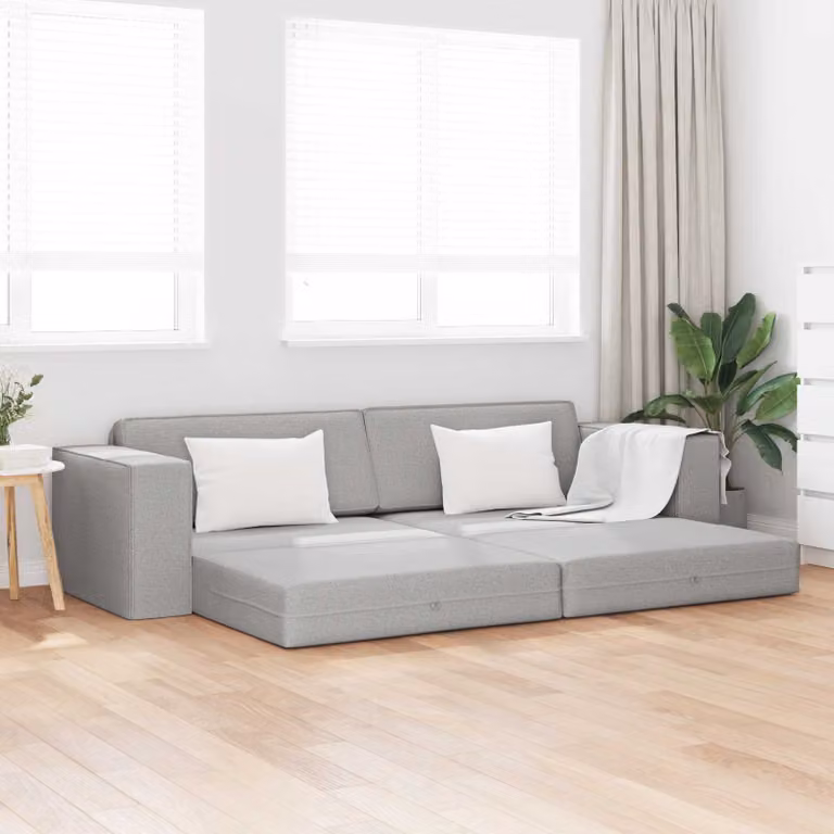 Divano letto vidaXL moderno in tessuto Grigio con struttura in metallo e legno L: 245 cm, P: 78 cm, H: 77 cm