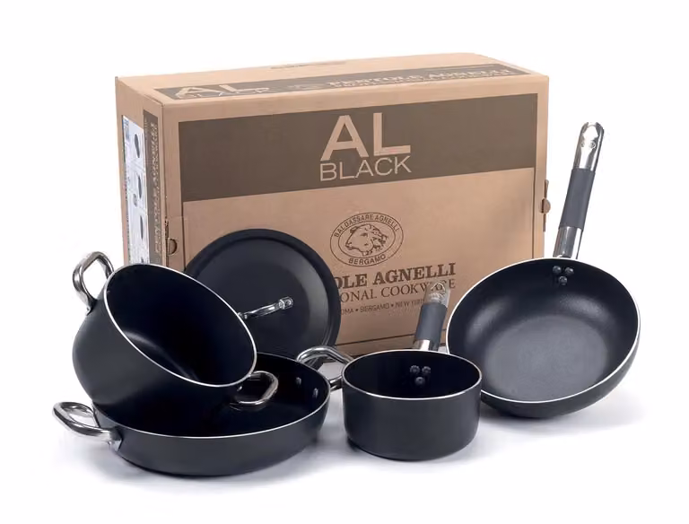 Batteria Pentole per 2-3 persone in alluminio antiaderente Al-Black, 5 pezzi