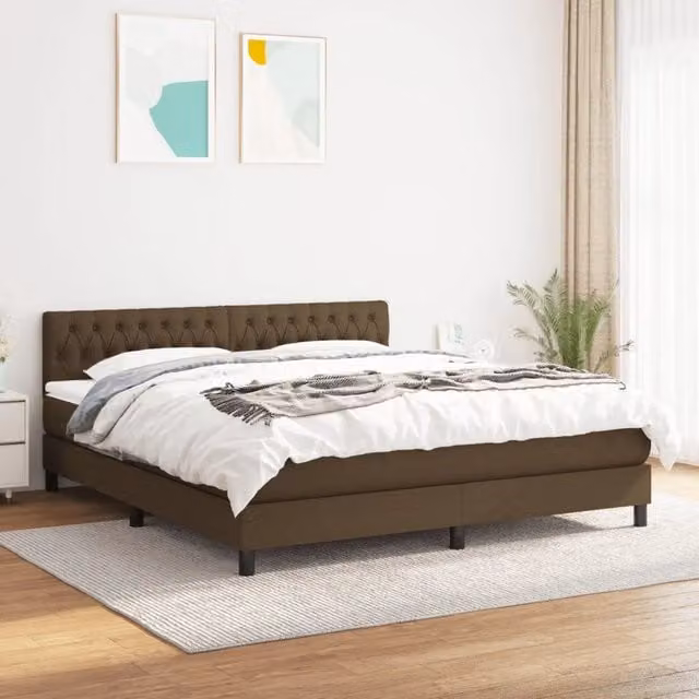 Letto Ibrido con Giroletto a Molle e Materasso vidaXL, Marrone e Bianco, L 180 x P 200 cm