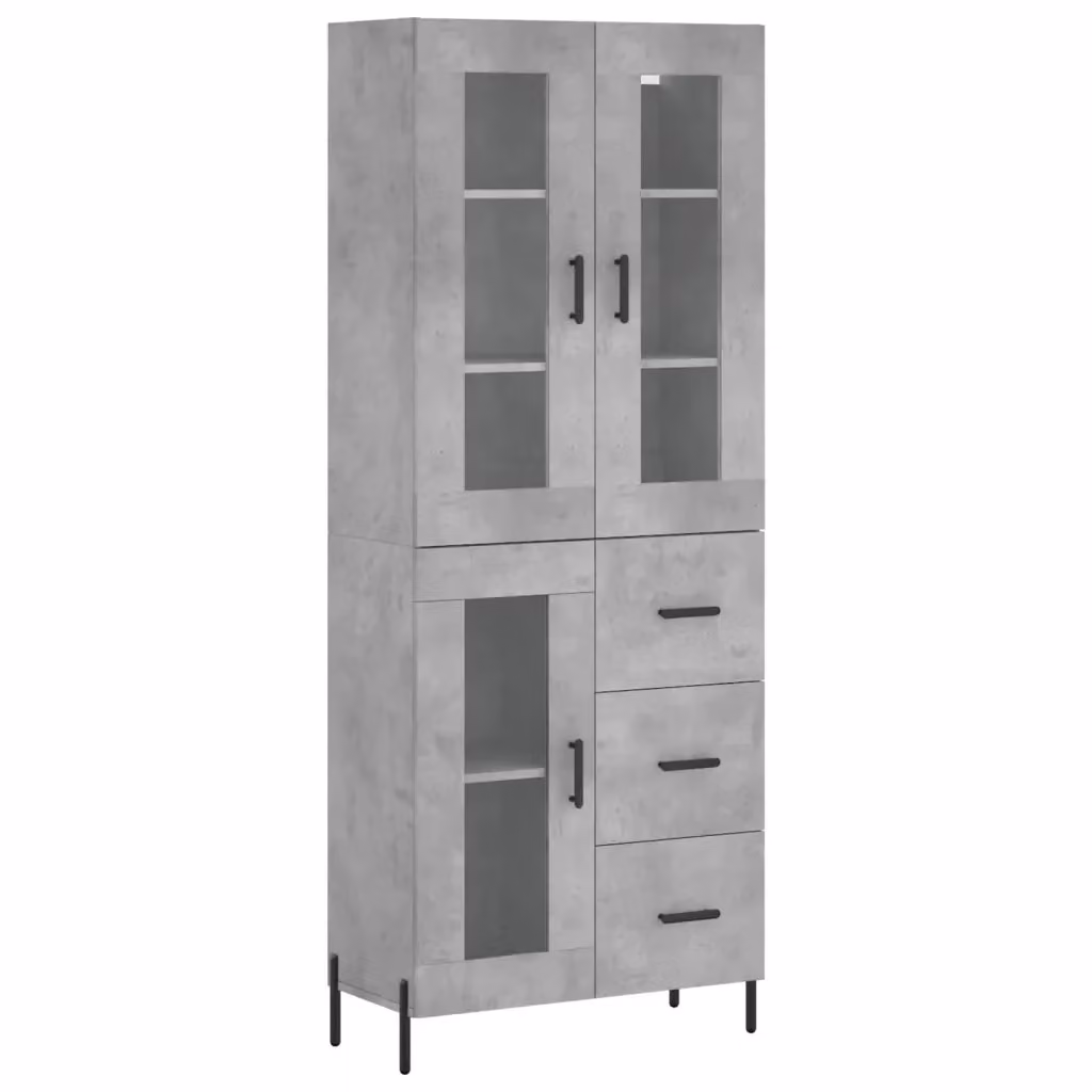 Credenza moderna vidaXL in legno e metallo, colore grigio, L: 69,5 cm, P: 34 cm, H: 180 cm – 2