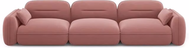 Divano modulare Sydney Cosmopolitan Design a 4 posti in velluto rosa L: 320 cm, P: 109 cm, H: 70 cm