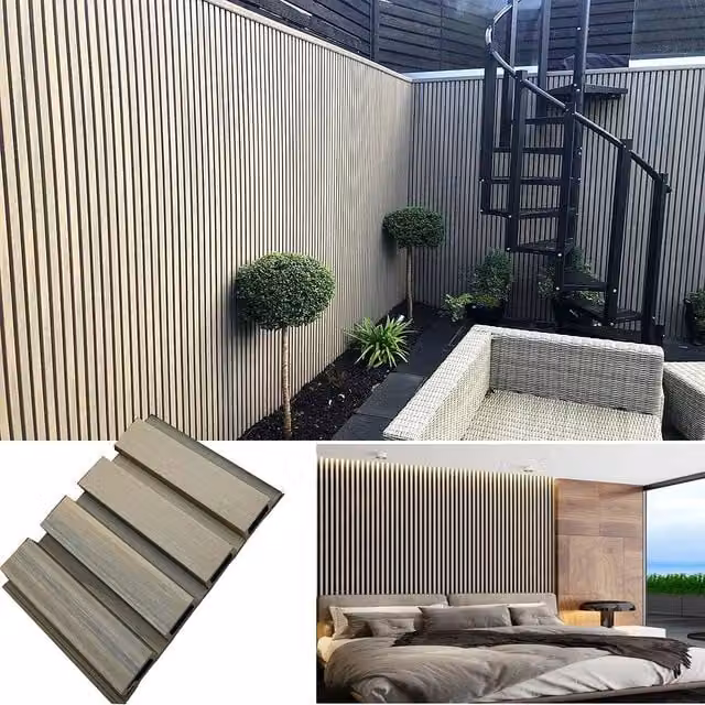 Listoni WPC Elegant per rivestimenti colore Beige, superficie co-estruso, L: 22 cm x P: 220 cm x H: 2,6 cm, copre 30m²
