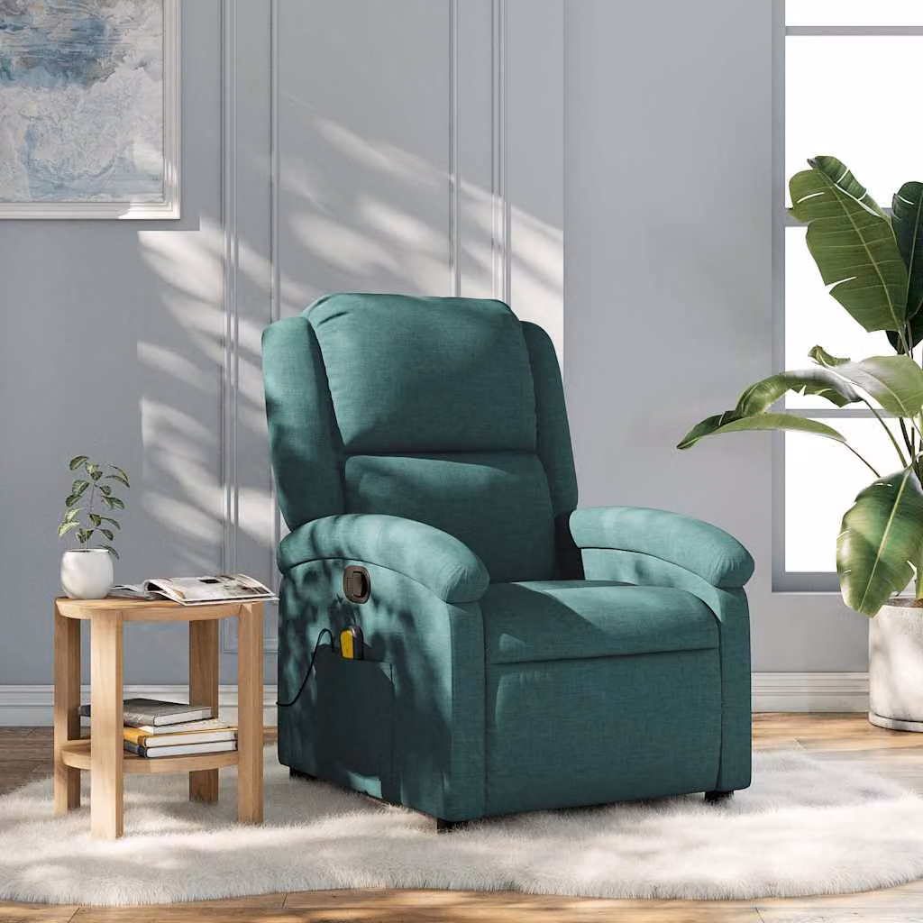 vidaXL Poltrona Relax Reclinabile in Tessuto Verde con Braccioli e Regolazione Manuale
