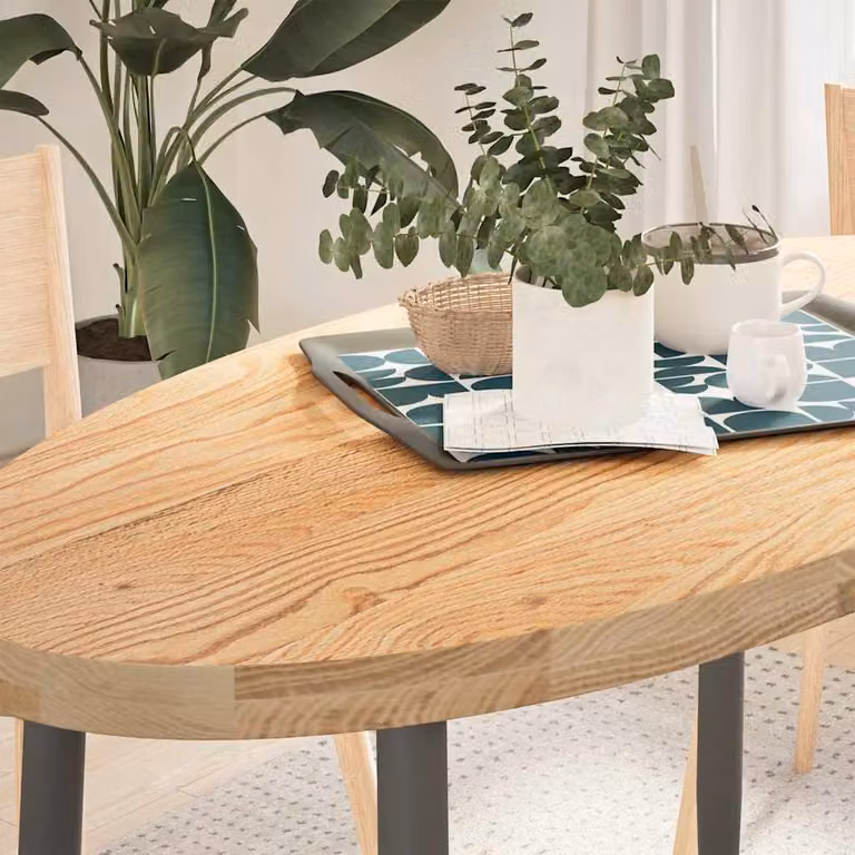 Piano per tavolo ovale in rovere massello vidaXL, colore marrone, L 120 cm x P 60 cm x H 4 cm