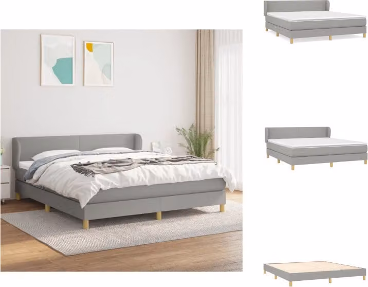 vidaXL Letto a molle con materasso grigio chiaro 180x200 cm in tessuto - Letti & strutture letto