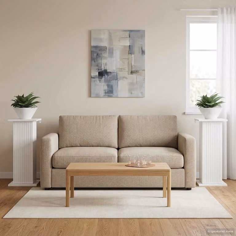 Set di 2 supporti per piante vidaXL in MDF bianco lucido, L/P/H: 30,5 x 30,0 x 60,5 cm