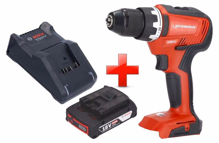 Avvitatore a batteria Rothenberger RO DD55 18 V 55 Nm Brushless AMPShare + 1x batteria 2,0 Ah + caricabatterie